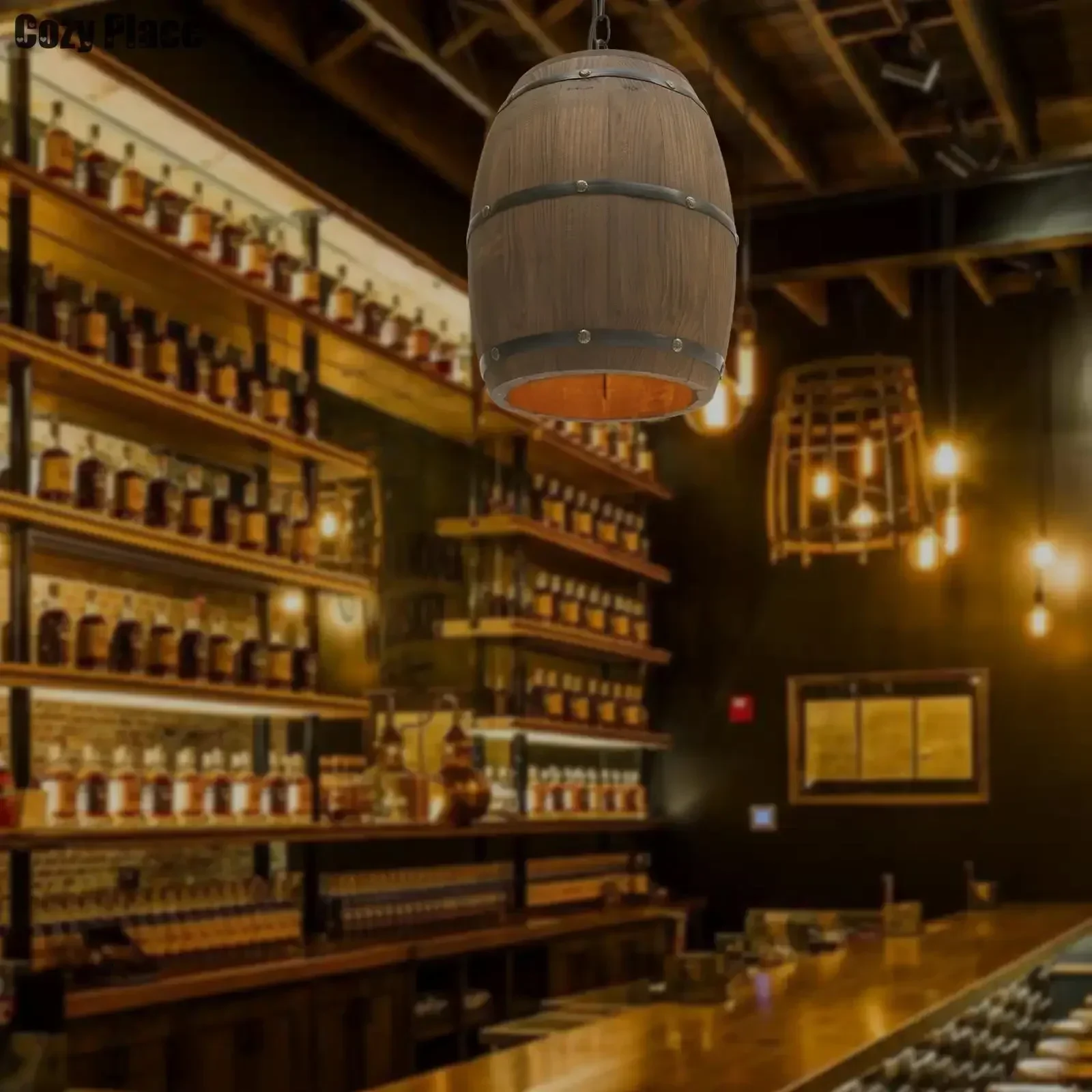 Lampe rustique vintage, lustre - Wine & Beer Guayaquil avis et prix